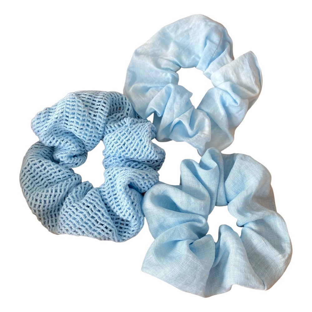 Hair Scrunchies Set of 3 Sky Blue